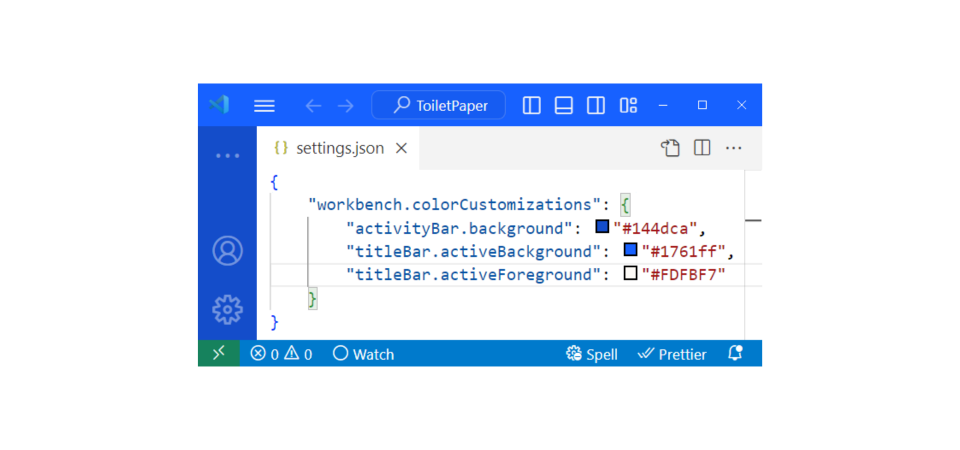 Farbbeispiel zu viele VSCode Fenster