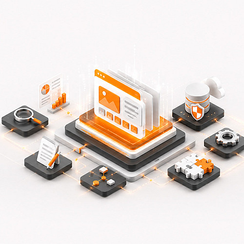 Illustration einer modernen Content-Management- und Publishing-Plattform zur Visualisierung der strategischen Modernisierung von CMS-Systemen.